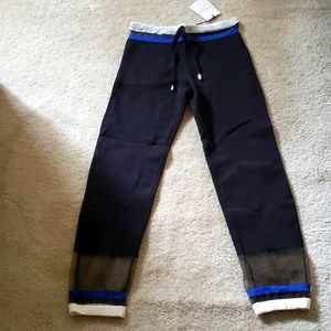 Costume national contrasting mesh stretch jogger pants sz Small black drawstring